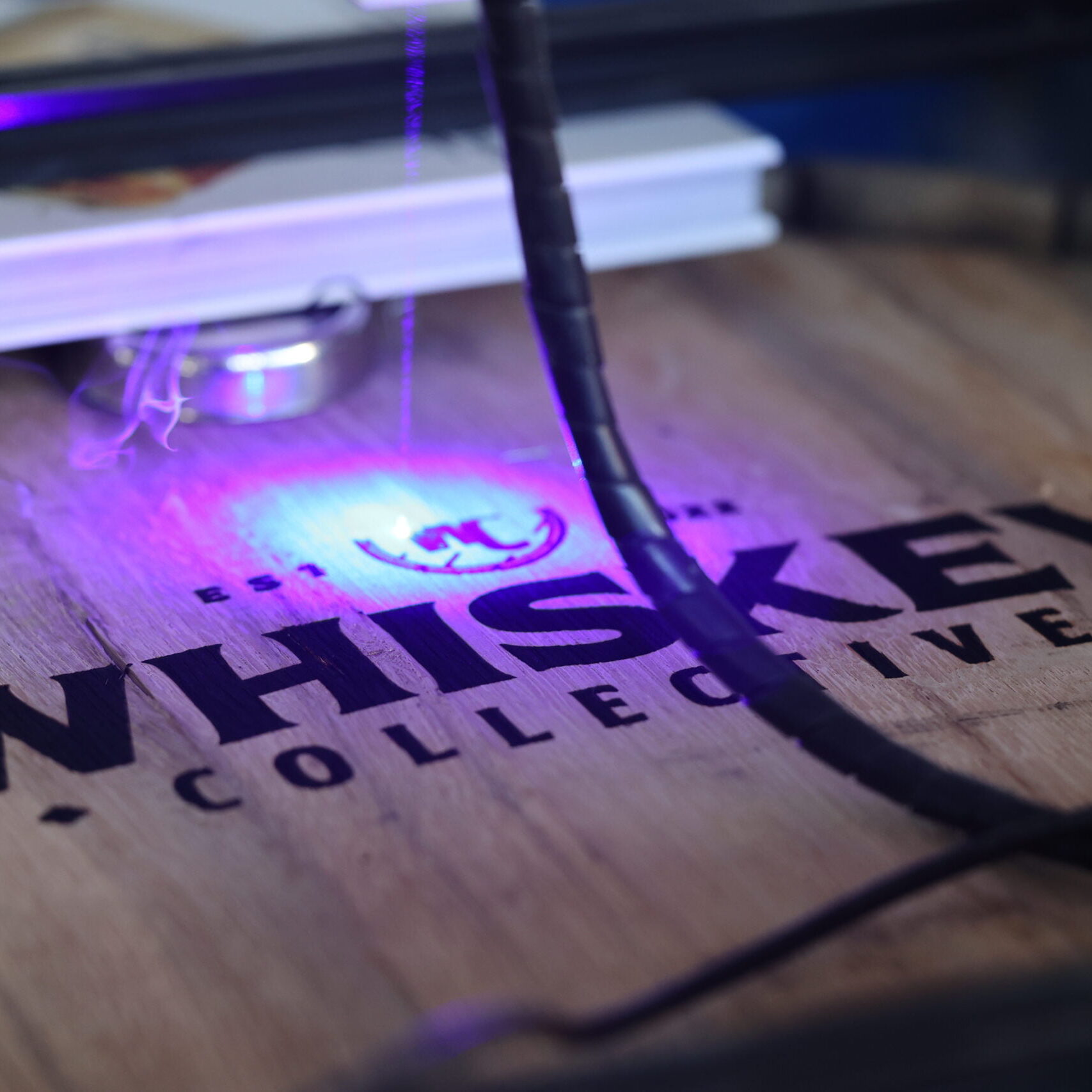 whiskey club barrel laser